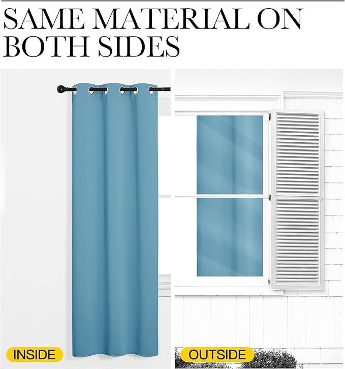 NICETOWN Teal Blue Blackout Curtains 90 inches Length for Living Room, 2 Panels, 55" Wide, Thermal Insulated Long Drapes for Large Window