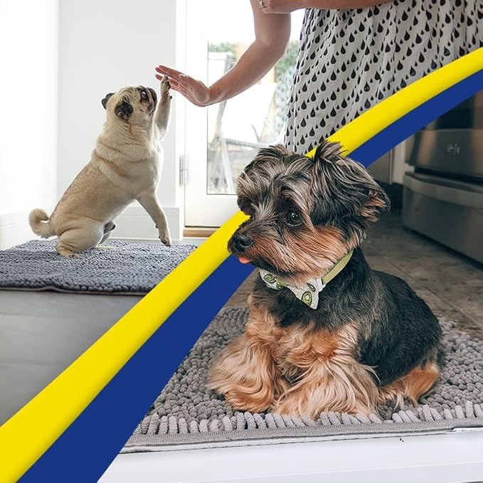 Muddy Mat® | Super Absorbent Door Mat Indoor, Microfiber Quick Dry Chenille Entryway Rug, Non-Slip Front Door Mat, Indoor Mats for Entryway, Machine Washable Pet Rug, Grey 16"x24"