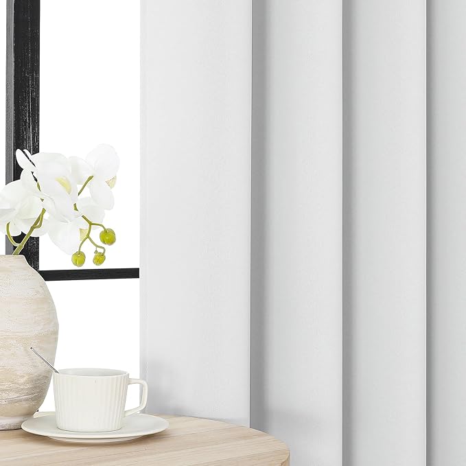 Joydeco 60% Blackout White Curtains 84 Inch Length 2 Panels, Thermal Insulated Long Curtains& Drapes 2 Burg, Room Darkening Grommet Drapes for Bedroom Living Room Window(Greyish White, W52 x L84 Inch)