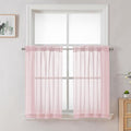 OVZME Blush Pink Sheer Curtains 36 inch Length 2 Panels Set, Light Filtering Voile Rod Pocket Short Window Curtians for Bathroom Living Room Farmhouse Small Windows, Each 42Wx36L Inches