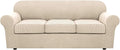 H.VERSAILTEX 4 Piece Stretch Couch Covers for 3 Cushion Couch Sofa Furniture Slipcovers Feature Upgraded Thicker Jacquard Fabric (Sofa, Natural)