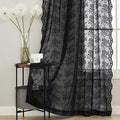 YJ YANJUN Vintage Lace Curtains 72 inch Length Goth Black Floral Sheer Sidelight Curtains for Front Door Coffin/Dark/Halloween/Spooky/Skull/Moody/Witch/Creepy Room Decor 52" W x 72" L