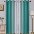 SimpleHome Ombre Room Darkening Curtains for Living Room, Light Blocking Gradient Teal to Greyish White Thermal Insulated Grommet Window Curtains/Drapes for Bedroom, 2 Panels, 52x84 inches Length