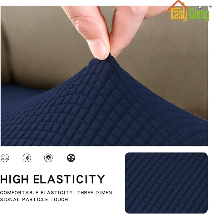 Easy-Going Stretch Chair Cushion Cover Sofa Cushion Furniture Protector Sofa Seat Sofa Slipcover Sofa Cover Soft Flexibility with Elastic Bottom(Chair Cushion, Navy)