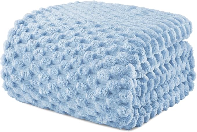 Exclusivo Mezcla Fleece Twin Blanket for Bed, Extra Large Fuzzy Stone Blue Bed Blankets, Soft Cozy Plush Sofa Throws for All Seasons, 60x80 Inches