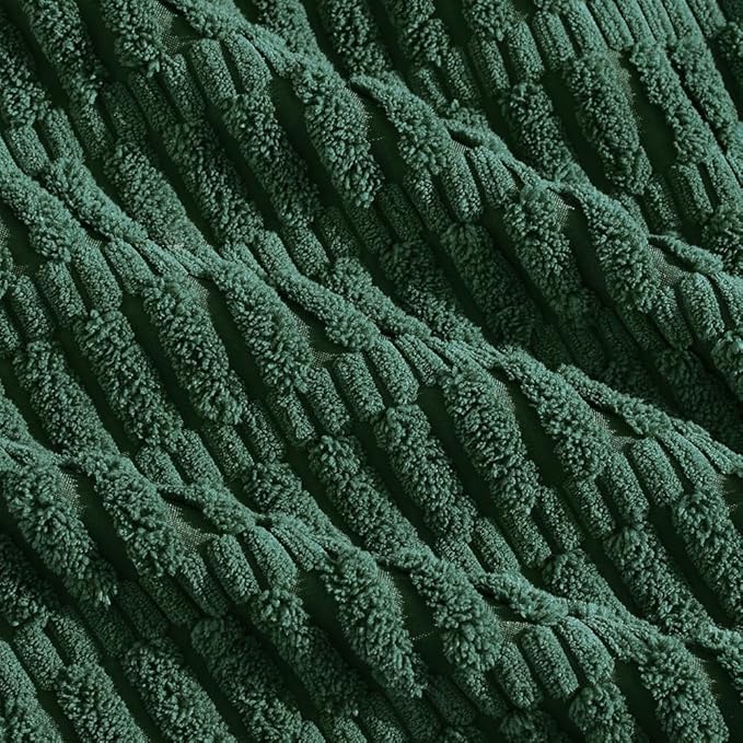 Fancy Homi Set of 4 Dark Green Boho Decorative Throw Pillow Covers 26x26 Inch for Couch Bed Sofa, Aesthetic Modern Bohemian Room Decor, Soft Fuzzy Fluffy Cozy Corduroy Textured Cushion Case 66x66cm