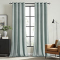 MIULEE Velvet Curtains Misty Blue Elegant Grommet Thermal Insulated Soundproof Room Darkening Curtains/Drapes for Classical Living Room Bedroom Decor 52 x 90 Inch Set of 2