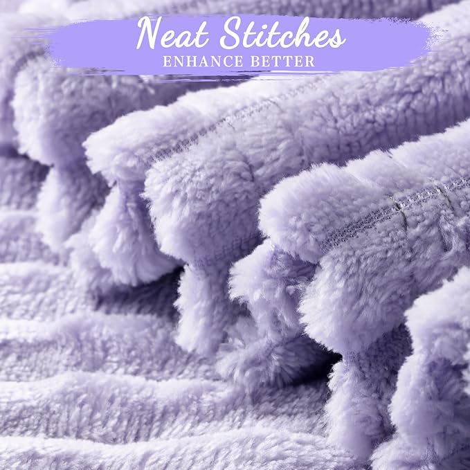 Buryeah 12 Pcs Flannel Throw Blanket Bulk 50 x 60 in Sleepover Blanket Outdoor Wedding Throw Lightweight, Oeko-tex Standard 100 Certified for Sofa Homeless Gifts (Light Purple)