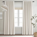 Topfinel 102 Inches Long Custom Blackout Linen Curtains, Soundproofing Pinch Pleated Noise Cancelling Curtains with Pin Hooks for Traverse Rods, Burlap Viral Drapes 2 Panels for Living Room Bedroom