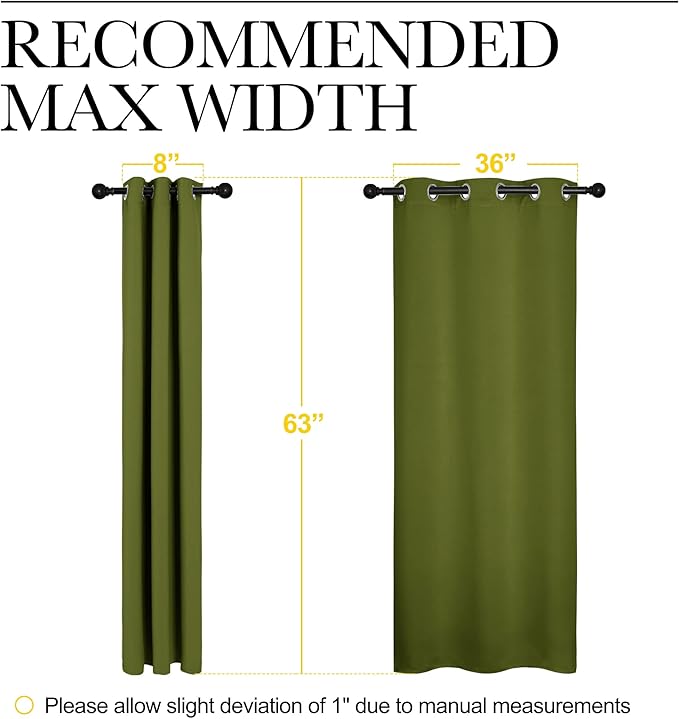NICETOWN Christmas Window Decoration Thermal Insulated Solid Grommet Blackout Curtains/Drapes for Living Room (1 Pair, 42 by 63 inches, Olive Green)