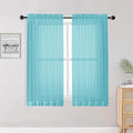 OWENIE Aqua Sheer Curtains for Bedroom Living Room 54 Inch Length 2 Panels Set, Soft Solid Light Filtering Sheer Short Curtains for Small Window, 2 Pcs Total 84 Width 54 Long, Aqua