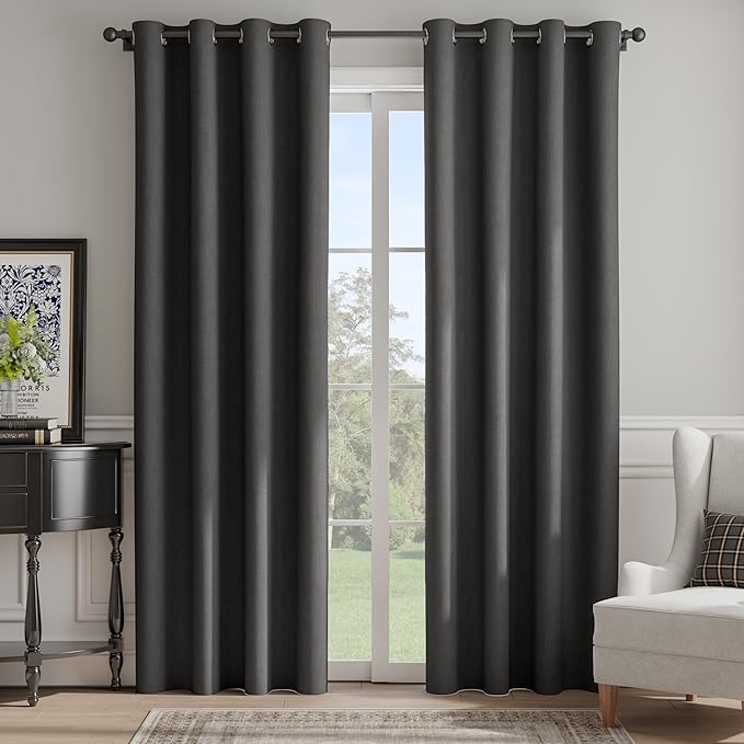 NICETOWN Room Darkening Draperies Curtains Panels, 2 Panels Grey W52 x L84