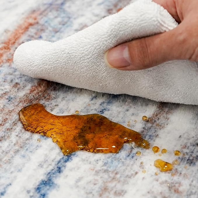 Washable Hallway Runner Rug for Home: Extra Long Runners for Entryway Living Room Dining Room - Stain and Water Resistant Rugs with Non-Slip Backing - Soft Low-Pile Carpet 2'6''x12' Navy Grey