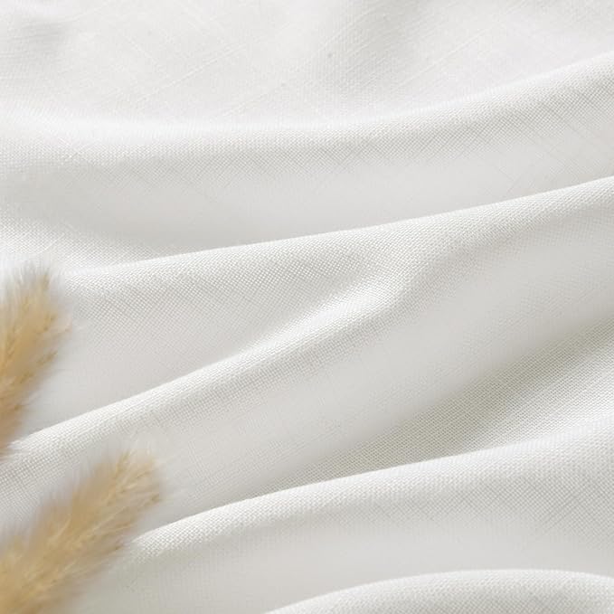Linen Off White Curtains 135 inch Extra Long for Living Room Back Tab Light Filtering Semi Sheer Drapes Modern Farmhouse Coastal Decor Cotton Textured Curtain for Floor to Ceiling High Window 52x135