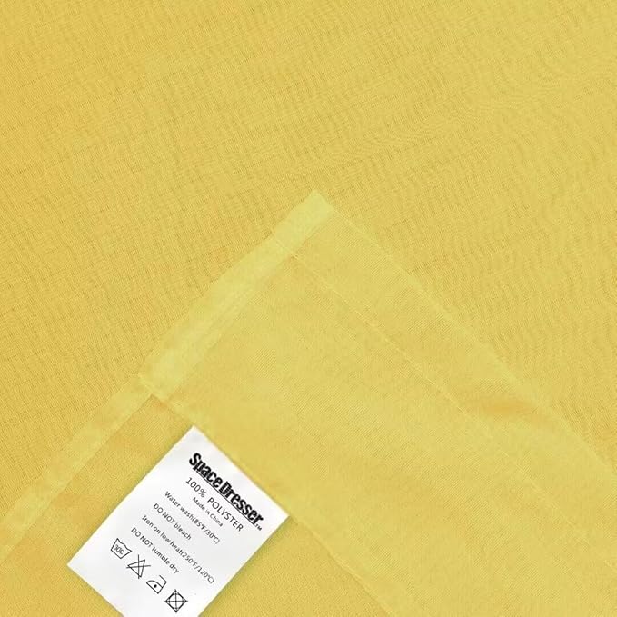SpaceDresser Yellow Sheer Curtains 4 Panels Rod Pocket Semi-Sheer Curtain 90 Inches Long Light Filtering Voile Window Drapes for Bedroom Living Room Kitchen, Each 52W x 90L