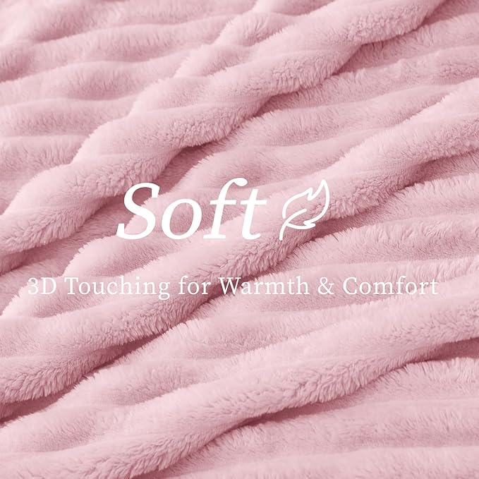 BEDELITE Fleece Throw Blanket for Couch - 300GSM Soft & Warm Fluffy Cherry Blossom Blanket, Decorative and Giftable Striped Blankets for Women, Men, 50"x60"
