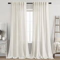 Cream Linen Curtains 99 Inches Long 2 Panels Set Back Tab Rod Pocket Semi Sheer Light Filtering Window Curtain Drapes Neutral Modern Aesthetic Long Curtains for Living Room Bedroom Decor 52x99