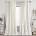 2 Panels Set Cream Linen Curtains 100 inches Long for Living Room Extra Long Back Tab Curtains Neutral Farmhouse Light Filtering Semi Sheer Linen Drapes Ceiling to Floor for Large Window Ivory