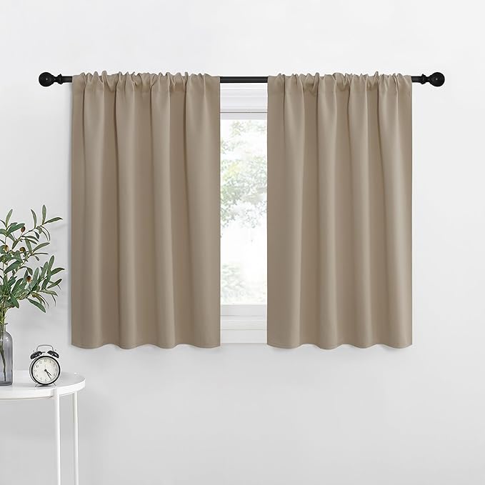NICETOWN Blackout Curtains for RV Windows, Taupe, 29" by 20", 2 Panels, Room Darkening Window Curtain Panels, Easy-Care Solid Thermal Insulated Draperies/Drapes for Daughter Room