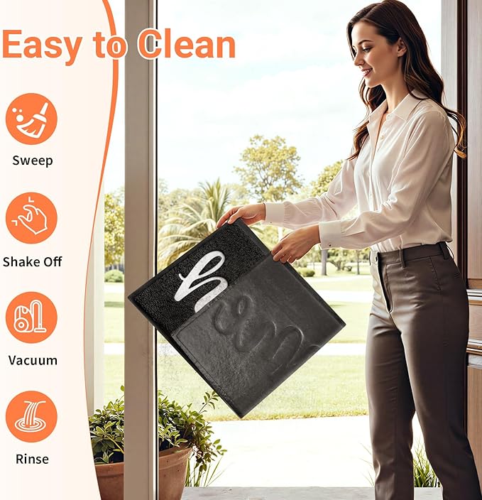 StepLively Door Mat Home Welcome Mats Outdoor and Indoor, Heavy-Duty Low-Profile Non-Slip Front Welcome Mat for Home Entrance, Outside Entry, Yard, Floor, Patio, Ideal (35''x24'', Black)