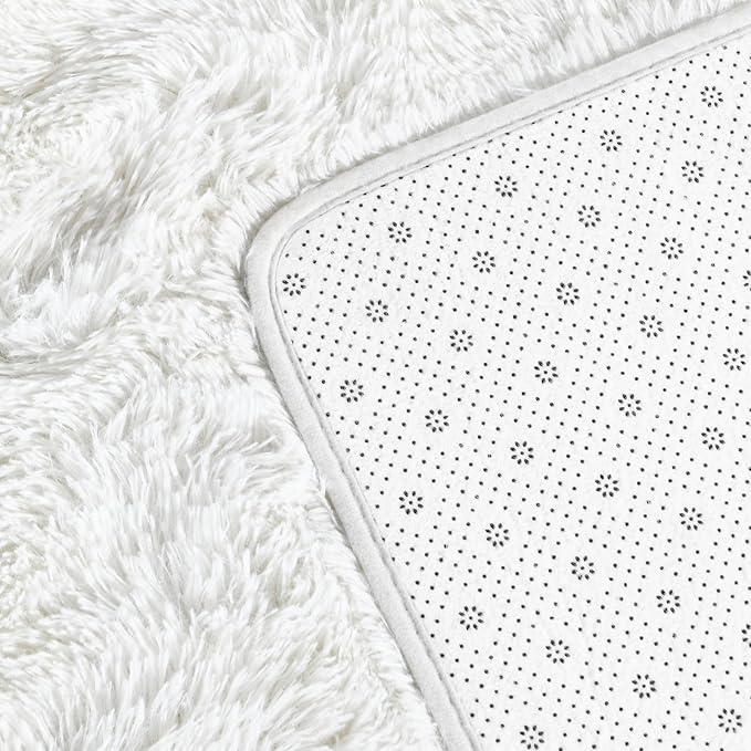 Deerhoo Large Shag Area Rugs 6 x 9, Plush Fuzzy Rugs for Living Room, Ultra Soft Fluffy Furry Rug for Bedroom, Indoor Carpet Nursery Rugs for Kids Room Home Decor, White