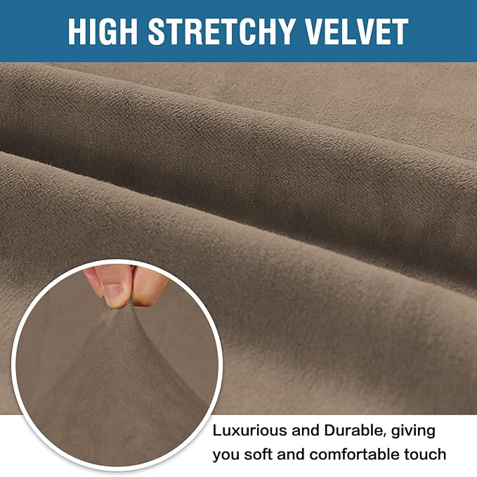 H.VERSAILTEX Stretch Velvet Sofa Covers Large Couch Covers Furniture Protector Soft with Non Slip Elastic Bottom, Feature Thick Comfy Rich Velour (Extra Large Sofa 98"-105", Coco Mocha)