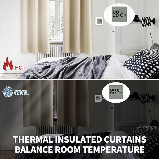 BGment Room Darkening Curtains 72 Inches Long - Grommet Thermal Insulated Drapes Window Treatment Curtains for Bedroom, 2 Panels, 42 x 72 Inch, Beige