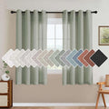 H.VERSAILTEX Living Room Linen Curtains - Semi Sheer, Nickel Grommet, Energy Saving, Light Filtering Window Treatments - Sea Grass, 2 Panels, 52 x 63 Inch