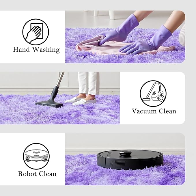 Rugs for Living Room 6x9, Alfombras para Salas Shag Large Plush Soft Area Rug, Shaggy Carpets for Bedroom, Kids Boys Girls Home Decor Aesthetic (Purple Starry, 6x9 Feet)