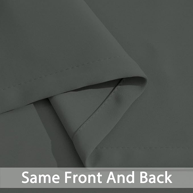 Yakamok Blackout Curtains Room Darkening Thermal Insulated Window Panels,Solid Grommet Top Drapes for Bedroom/Living Room(62Wx96L, Dark Grey, 2 Panels)