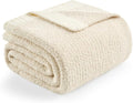 Snuggle Sac Queen Size Oversized Super Soft Bed Blanket - Warm & Cozy Knit Fuzzy Microfiber Blankets in Heather Ivory, 90 x 90