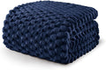 Exclusivo Mezcla Fleece Twin Blanket for Bed, Extra Large Fuzzy Navy Blue Bed Blankets, Soft Cozy Plush Sofa Throws for All Seasons, 60x80 Inches