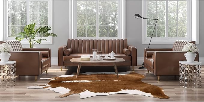 AROGAN Faux Cow Print Rug Large (4ft x 3ft) - Cow Print Area Rug with No-Slip Backing, Large Animal Skin Rugs for Living Room, Offfice, Room Decor, Brown