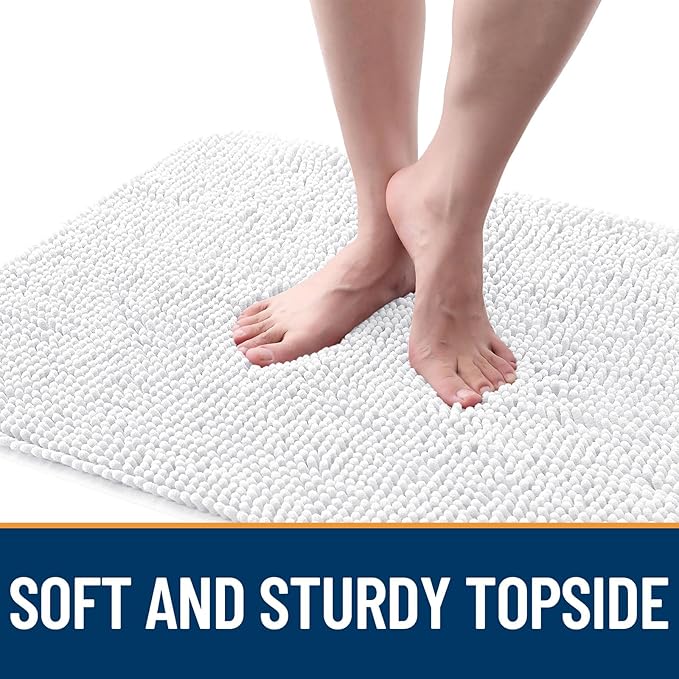 OLANLY Dog Door Mat for Muddy Paws 40x24, Absorbs Moisture and Dirt, Absorbent Non-Slip Washable Doormat, Quick Dry Chenille Mud Mat for Dogs, Entry Indoor Entryway Carpet for Inside Floor, White