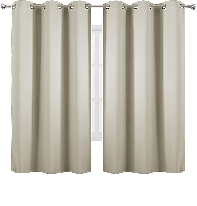 LEMOMO Light Beige Blackout Curtains 40 x 63 Inch Length/Set of 2 Curtain Panels/Thermal Insulated Room Darkening Blackout Curtains for Bedroom