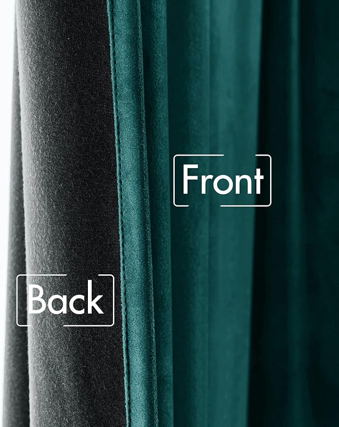 MIULEE Velvet Curtains 90 inches 2 Panels Luxury Blackout Curtains for Bedroom Living Room Thermal Insulated Home Decor Super Soft Elegant Christmas Window Drapes Rod Pocket & Back Tab, Emerald Green