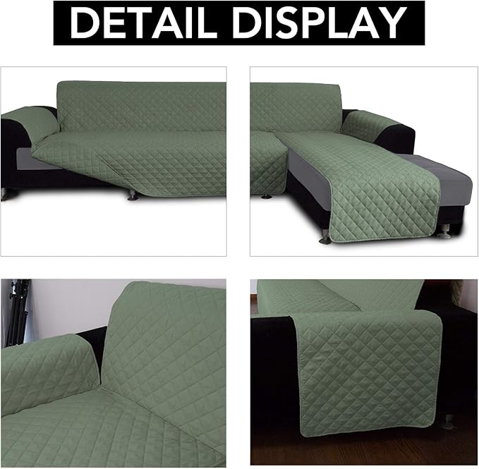 Easy-Going Sofa Slipcover L Shape Sofa Cover Sectional Couch Cover Furniture Protector Mat for Pets Dog Cat (X-Large,Greyish Green/Greyish Green)