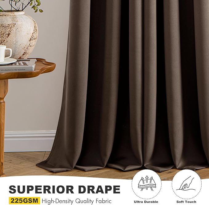 MIULEE Chocolate Brown Blackout Curtains for Bedroom Living Room 84 Inches Long 2 Panels, Thermal Insulated Room Darkening Drapes Solid Grommet Noise Reduction Window Treatments 40x84 inch