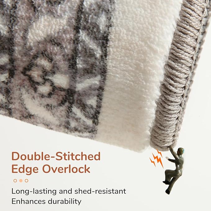 OPPODREAM Soft Area Rugs 4x6, Low-Pile Washable Rugs 4x6 with Non Slip Backing, Faux Cashmere 4 x 6 Throw Carpet, Brown