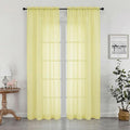 OWENIE Sheer Curtains 84 inches Long 2 Panels Set for Living Room/Bedroom, Rod Pocket Voile Sheer Panel Drapes, Airy Soft Fabric Window Treatments, 2pcs, Each 42" W x 84" L, Light Yellow