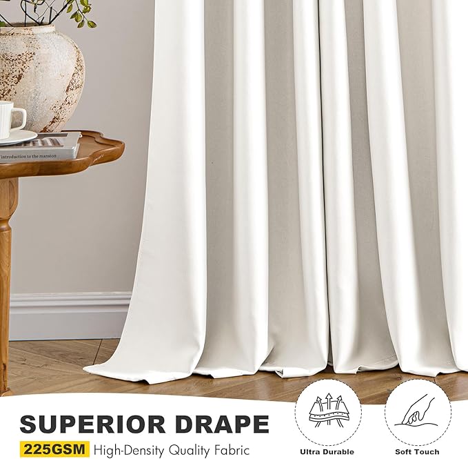 MIULEE Ivory Blackout Curtains - Bedroom Window Treatment Curtains Thermal Insulated Room Darkening Drapes for Living Room Kitchen Grommet Light Blocking Drapery, 40 x 54 Inches Long, 2 Panels
