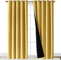 NICETOWN Total Shade Curtains and Draperies, Heavy-Duty Full Light Shading Drapes with Black Liner Backing for Villa/Hall/Dorm Window(Bright Yellow, Package of 2, 70 inches Wide x 95 inches Long)