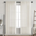 Nanspring Cream Semi Sheer Linen Curtains 78 inch Length for Living Room Back Tab Rod Pocket Modern Farmhouse Coastal Decor Cream Cotton Textured Gauze Curtains for Dining Room Office 52x78