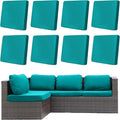 8Pcs Outdoor Cushion Covers, Patio Cushion Covers,Stretch Elastic Slipcovers, Replacement Washable & Reusable Furniture Protector for Patio Couch (Peacock Blue,Cover Only)