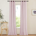 NICETOWN Blush Pink Linen Curtains for Kitchen, Thick Flax Small Window Treatments Semi Sheer Privacy Assured with Light Through for Cafe/Bathroom, W34 x L96, 2 Panels