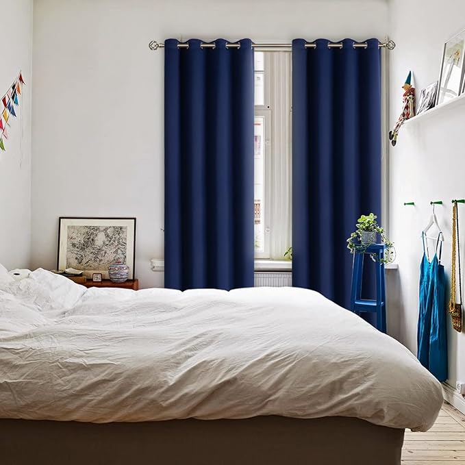 BGment Blackout Curtains - Grommet Thermal Insulated Room Darkening Bedroom and Living Room Curtains, Set of 2 Panels (52 x 120 Inch, Navy)