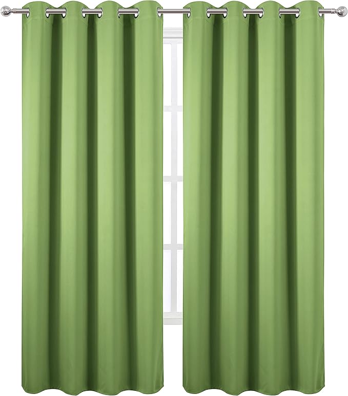LEMOMO Light Green Thermal Blackout Curtains/52 x 108 Inch/Set of 2 Panels Room Darkening Curtains for Bedroom