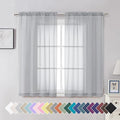 Aiyufeng Light Grey Sheer Curtains 54 Inches Long 2 Panels, Solid Voile Top Dual Rod Pockets Stylish Breathable Drapes Window Treatment for Kid's Room/Bedroom/Living Room, 42W x 54L, Light Grey