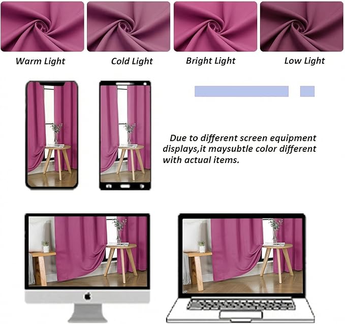 Simplebrand Ava Hot Pink Blackout Curtains for Bedroom 96 Inches Long 2 Panels, Solid Thermal Insulated, Energy Saving Nursery Window Treatment Curtains Blackout Drapes, W40 x L96 Inch, Hot Pink