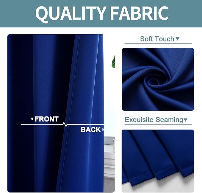 ChrisDowa Blackout Curtains 108 Inches Long 2 Panels Set for Living Room, Grommet Thermal Insulated Room Darkening Curtains for Bedroom (Royal Blue, 52 x 108 Inch)